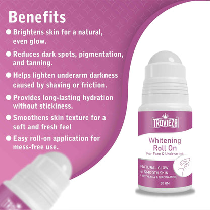 Trovieza Whitening Roll on Cream for Face & Underarm, for Skin Glow & Moisturization, 50gm